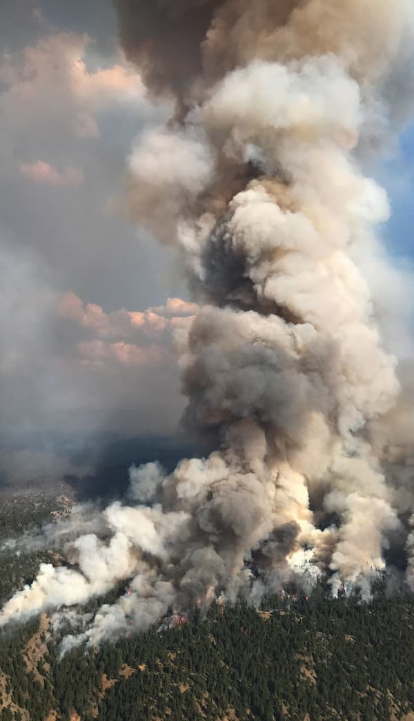Elephant Hill wildfire viewed from the air, July 2017.
